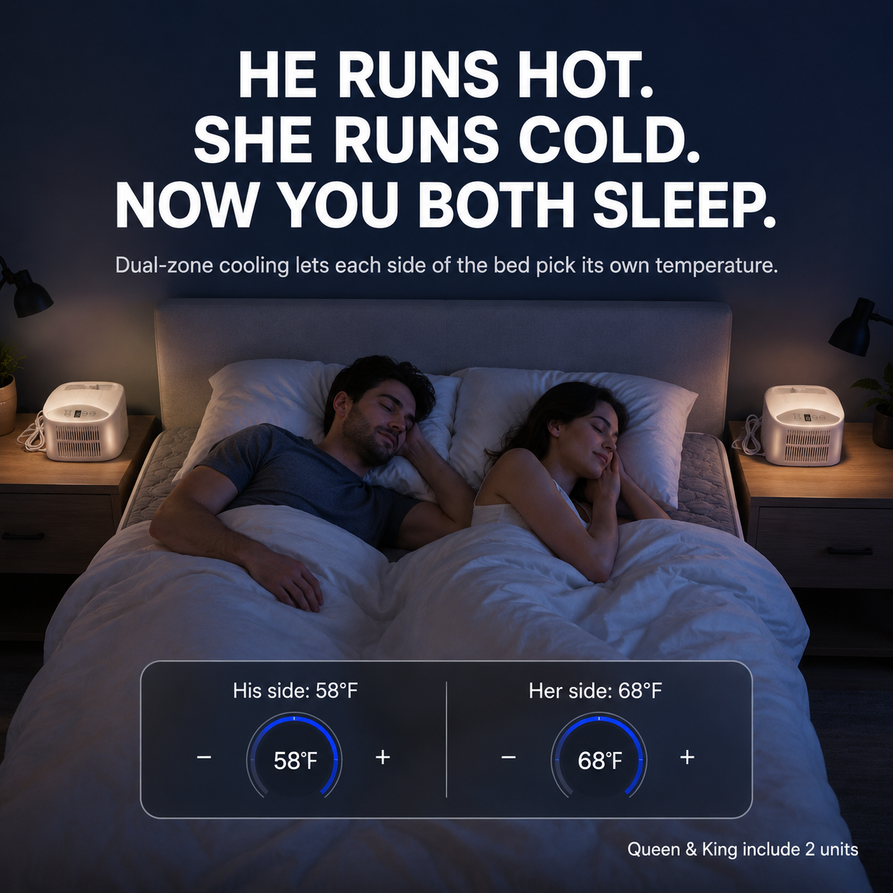 Dual-zone cooling, his side and her side